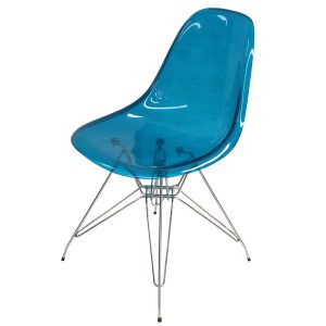 Cadeira Acrílica Eames (c/Aba) (Azul)